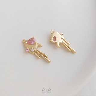 Ala----鑲嵌彩鋯14K包金保色時尚設計水滴桃心吊墜diy手鏈項鏈掛件吊墜