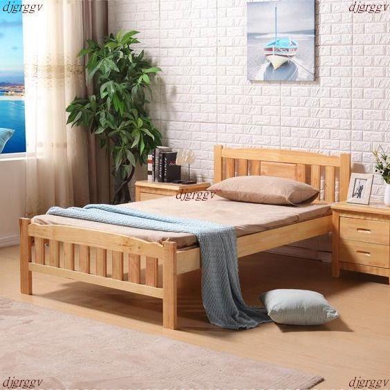顯示熱賣 實木簡約床架 實木床1.5米雙人床工廠直銷普通經濟型出租房床1.2m小戶型單人床實木床架 床架 實木雙人床架