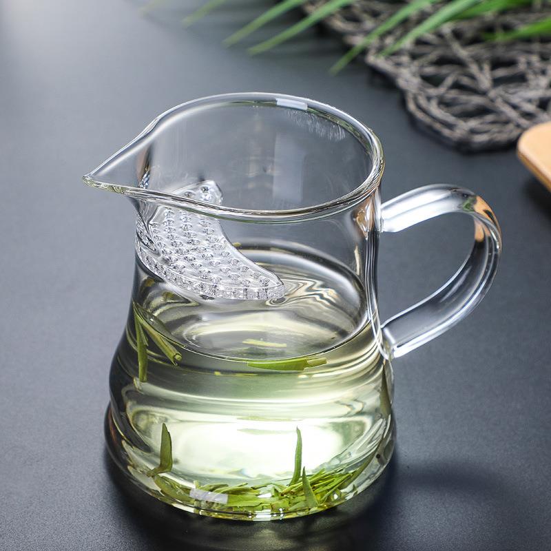 公道杯 玻璃 帶 茶漏 一體 月牙杯 泡 綠茶 專用 茶具 家用 過濾 龍井 泡茶 杯子 月牙杯 綠茶