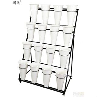花店花架鮮花展示架多層階梯鐵藝移動花桶架塑膠花筒架子專用貨架層架 置物架 花架