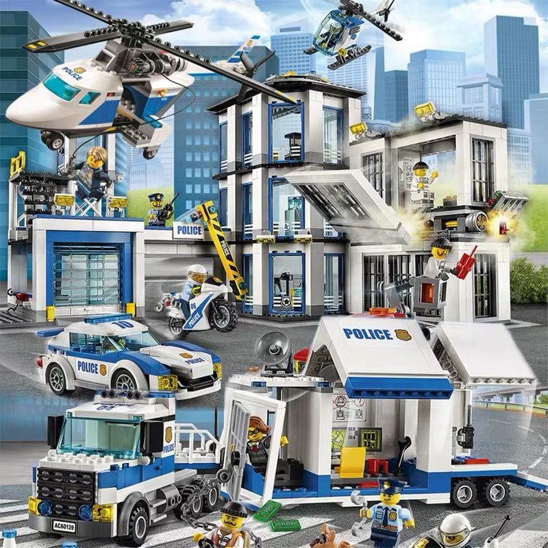 【現貨免運】兼容樂高積木拼裝城市系列飛機警察局消防兒童益智男孩子警車玩具