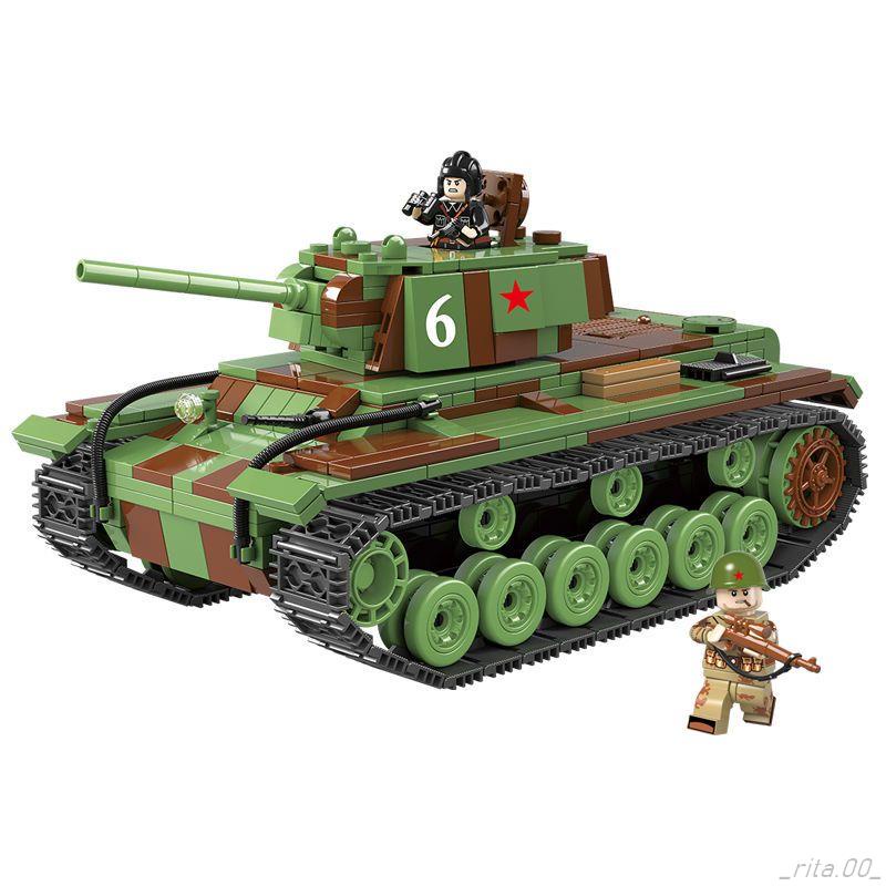 現貨 高還原軍事積木玩具兼容樂高積木蘇軍坦克KV1kv2模型二戰軍事系列兒童小顆粒拼裝玩具武器槍坦克飛機積木