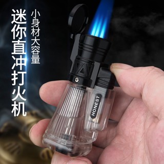 💕桃園出貨💕防風打火機百誠透明三直沖強力打火機戶外生火便攜煙具藍焰雪茄充氣火機雪茄打火機瓦斯打火機直衝打火機