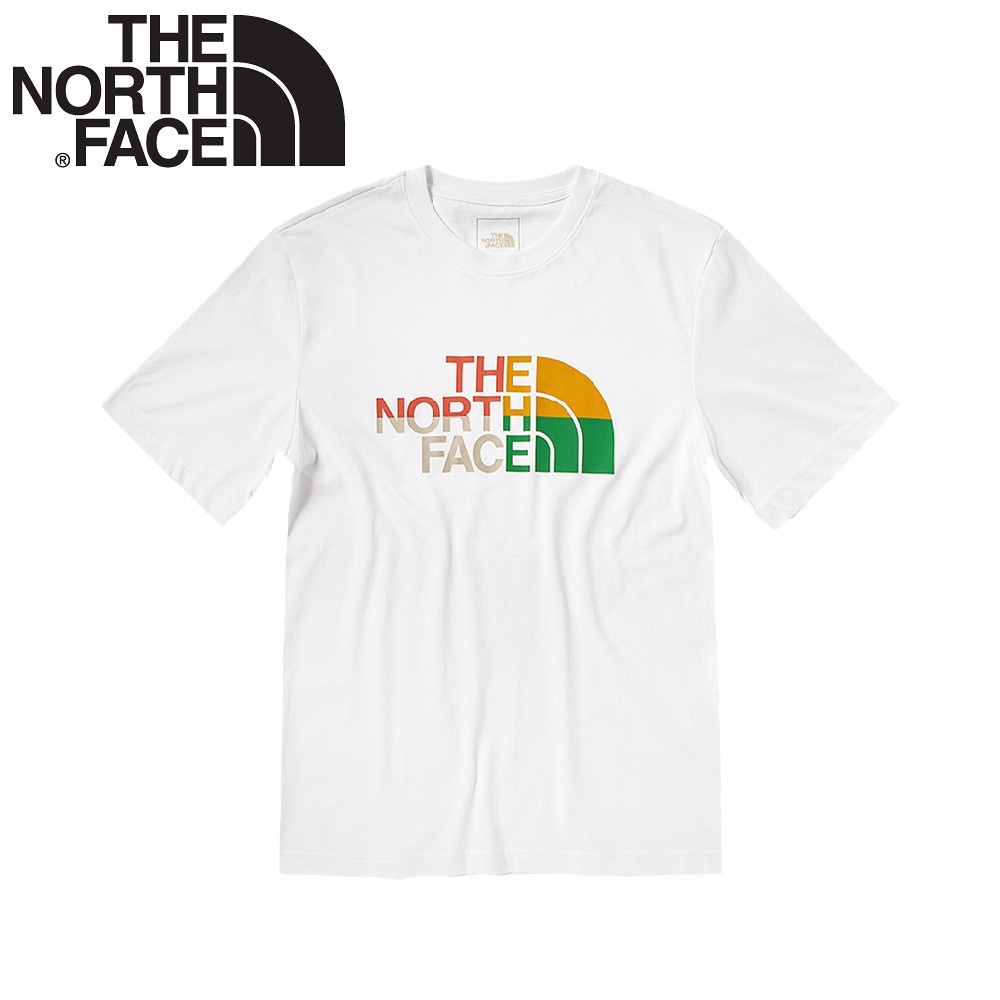 【The North Face 男 排汗短T《白》】5AZC/繽紛品牌印花圓領短袖T恤/運動衫