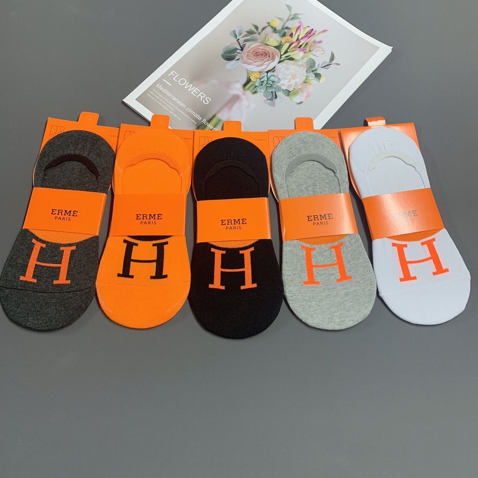 Hermes襪子男船襪h字母襪春夏隱形襪短襪透氣淺口短筒