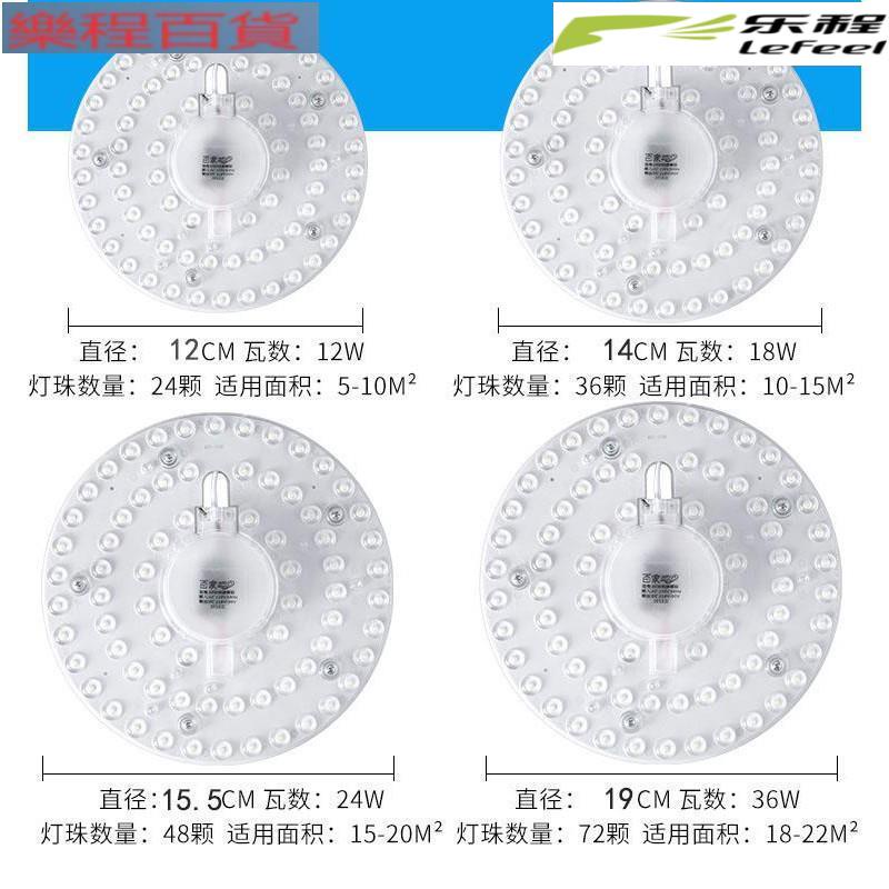 三色led吸頂燈芯改造燈板圓形節能燈泡家用燈珠燈盤模組貼36瓦24W 220v 樂程