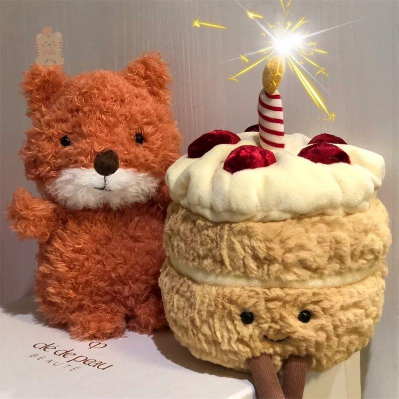 創意JELLYCAT生日蛋糕小抱枕會唱歌毛絨玩具趣味搞怪生日玩偶禮物