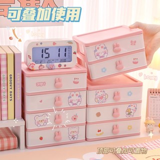 桌麵收納盒辦公收納盒化妝品首飾抽屜整理盒傢用透明筆筒置物架宿捨桌上多層
