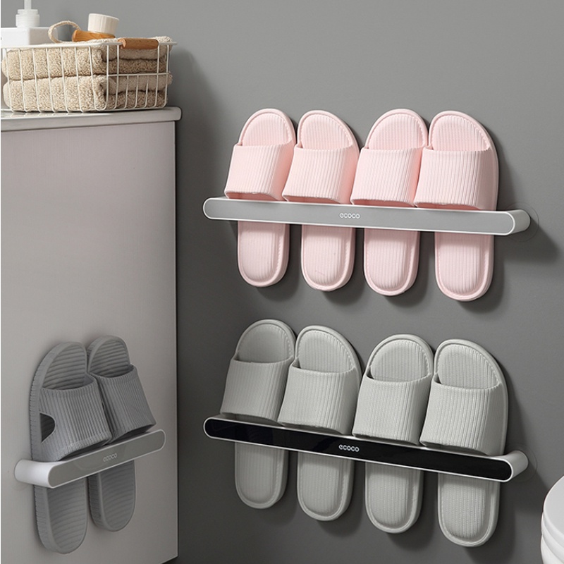 ECOCO 意可可 好物推薦 浴室拖鞋架 壁掛掛式 廁所 鞋子收納神器 牆壁 無需打孔 衛生間置物架 北歐簡約單槓