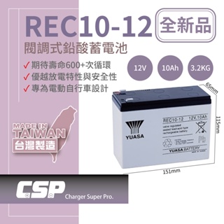 【YUASA】REC10-12 鉛酸電池12V10Ah 電動車電池 釣魚電池 捲線器 UPS 緊急照明裝置 電動工