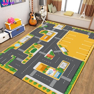 ⊕♗๑五月促銷店 兒童地毯臥室城市交通停車場爬行墊馬路地墊兒童房早教游戲地毯