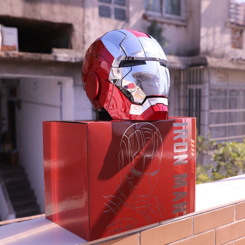 朝暮里 電動車鋼鐵俠頭盔賈維斯面具可變形電動全自動真的1:1中語音聲控