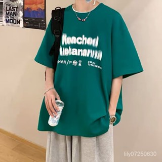 百搭寬鬆男上衣 潮流運動上衣 簡約大碼男t恤 熱賣爆款潮五分袖圓領潮流時尚潮牌休閒青春流行夏季ins標準印花T恤慵懶男