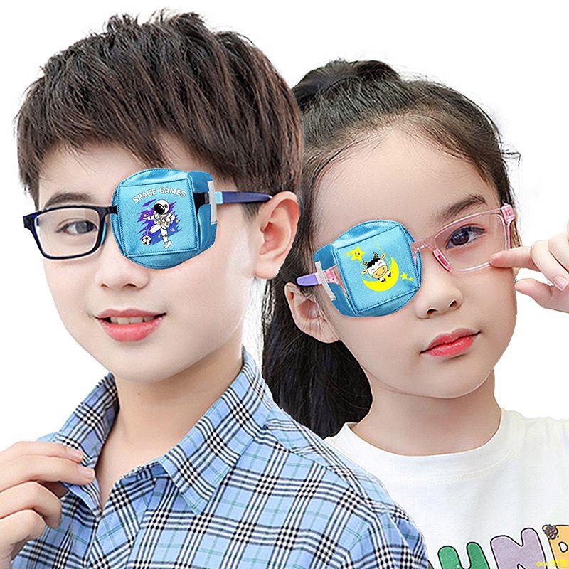 OOC爆品#卡通兒童真絲斜視弱視眼罩 可水洗訓練全遮蓋矯正遮光單眼眼鏡罩