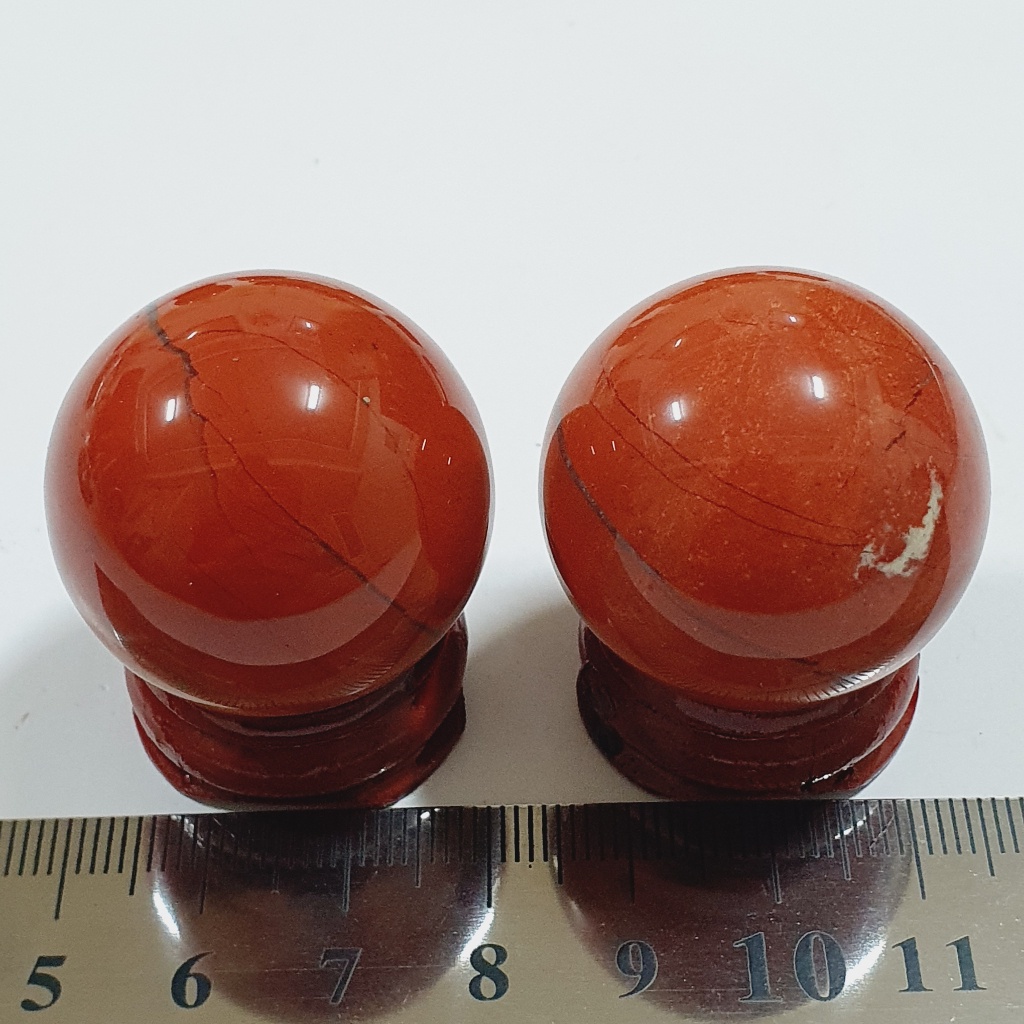 紅碧玉球 +木底座 水晶球 礦石球 擺飾  收藏 禮物1