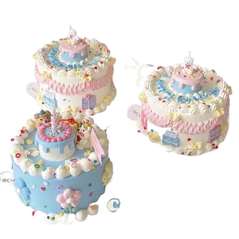 (5.18) 烘焙蛋糕裝飾復古立體小蛋糕軟擺件卡通生日裝扮