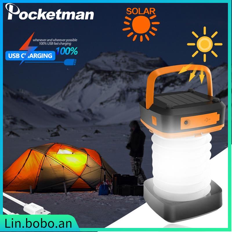Portable Camping Light Solar USB Rechargeable Lantern Outdoo
