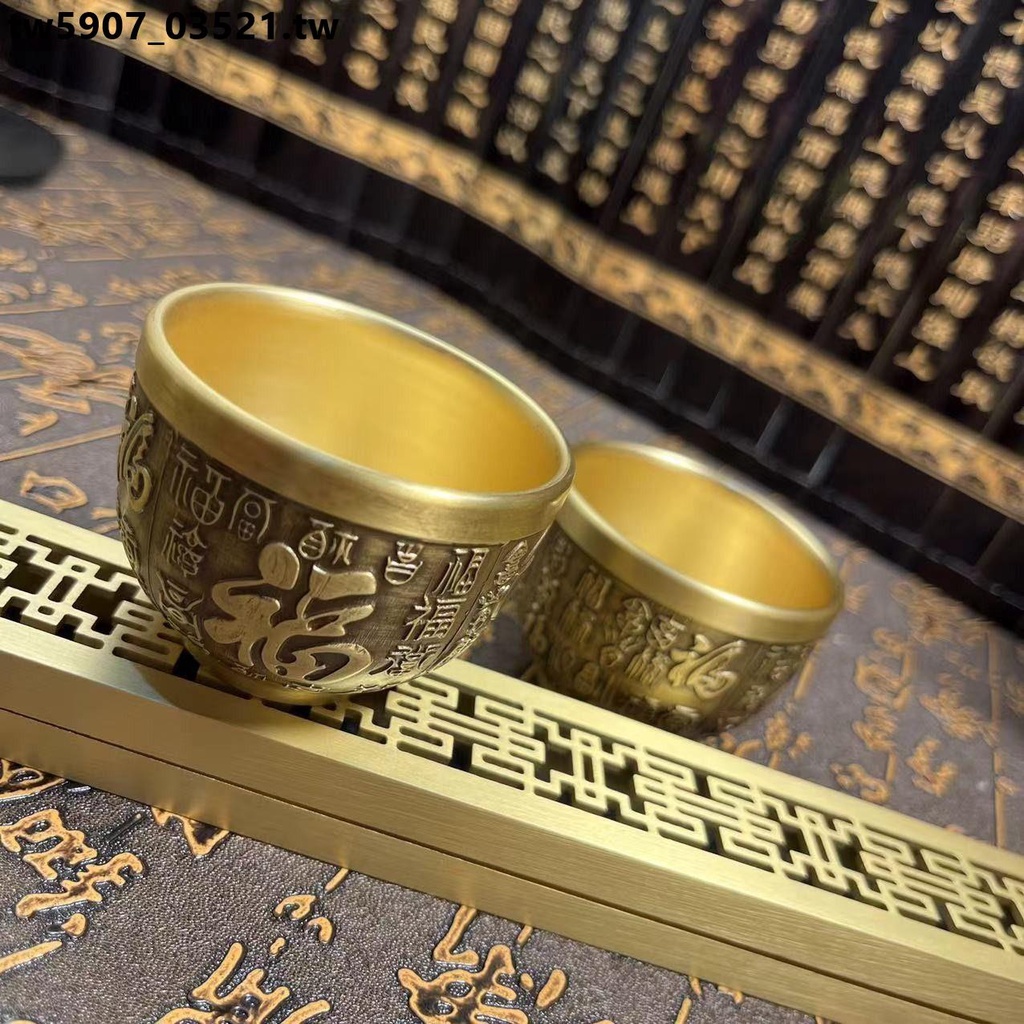 特價*熱賣純黃銅百福龍鳳杯五虎杯茶水杯中國風可多用高級純銅杯正品