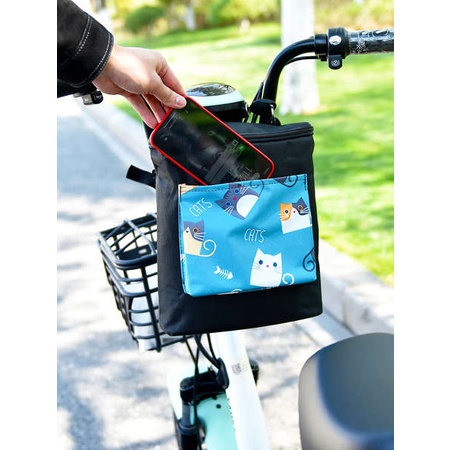 新款前置電動車掛物包電瓶車掛袋手機收納袋子腳踏車包包單車布袋