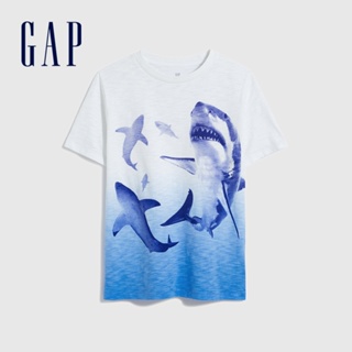 Gap 男童裝 印花短袖T恤-藍白漸層(668057)