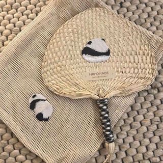 🚚出貨 💯可愛熊貓手工編織蒲扇夏日便攜扇子創意裝飾配件驅蚊清涼芭蕉扇