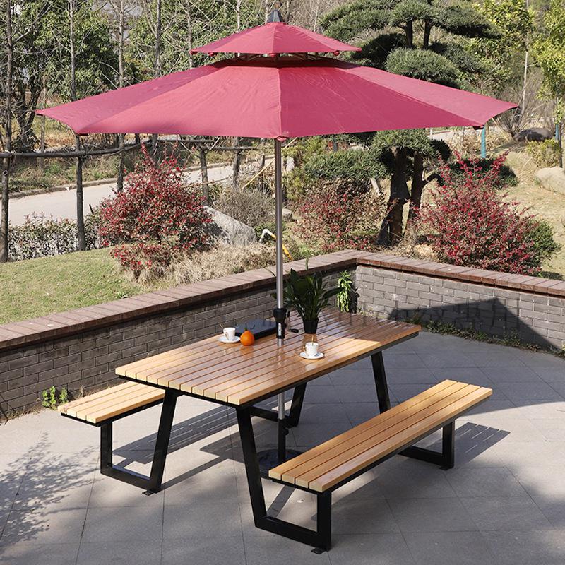 【優選】木製戶外桌椅小區公園休閒桌椅景區花園庭院桌椅鋼木桌椅