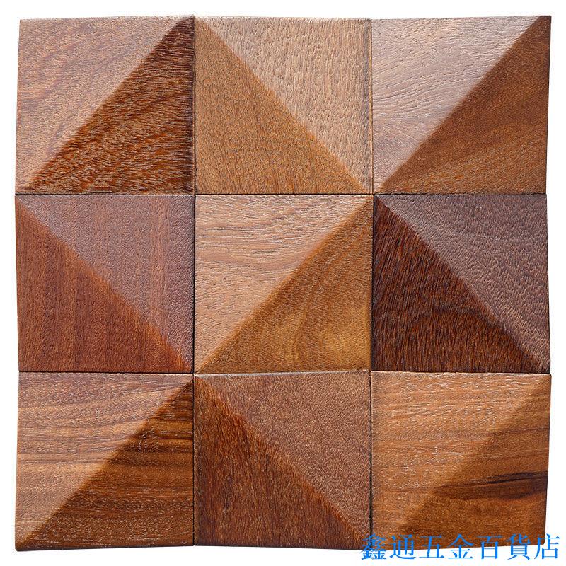 方塊三角船木黑胡桃木質木條木頭實木馬賽克電視背景墻客廳木裝飾