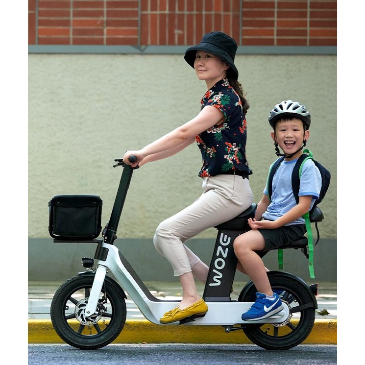 朝暮里 親子電動車母子車三人帶娃雙人小型便攜電瓶車可折疊女士接送小孩