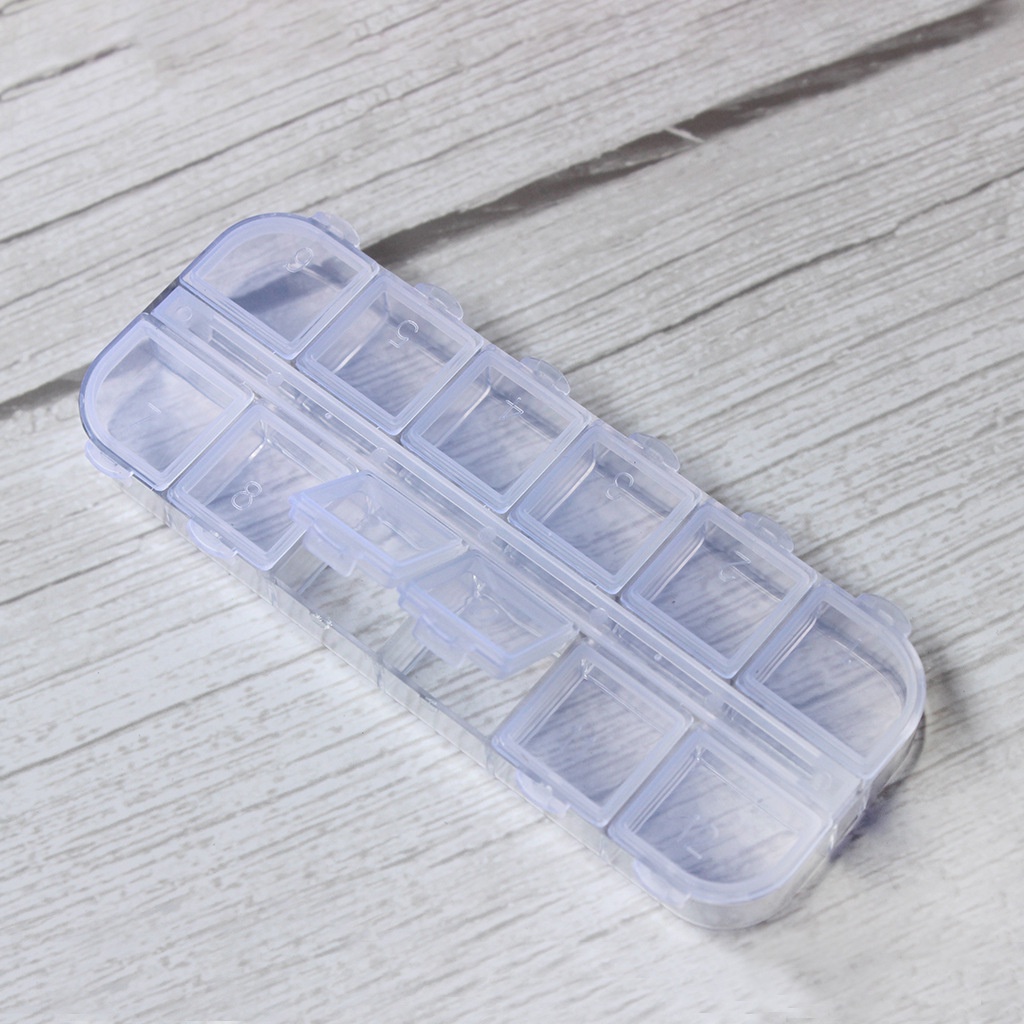 新款 ✈️免運 PS獨開蓋雙排透明12格飾品diy鉆盒 甲片收納藥盒 透明塑料盒 水晶盒