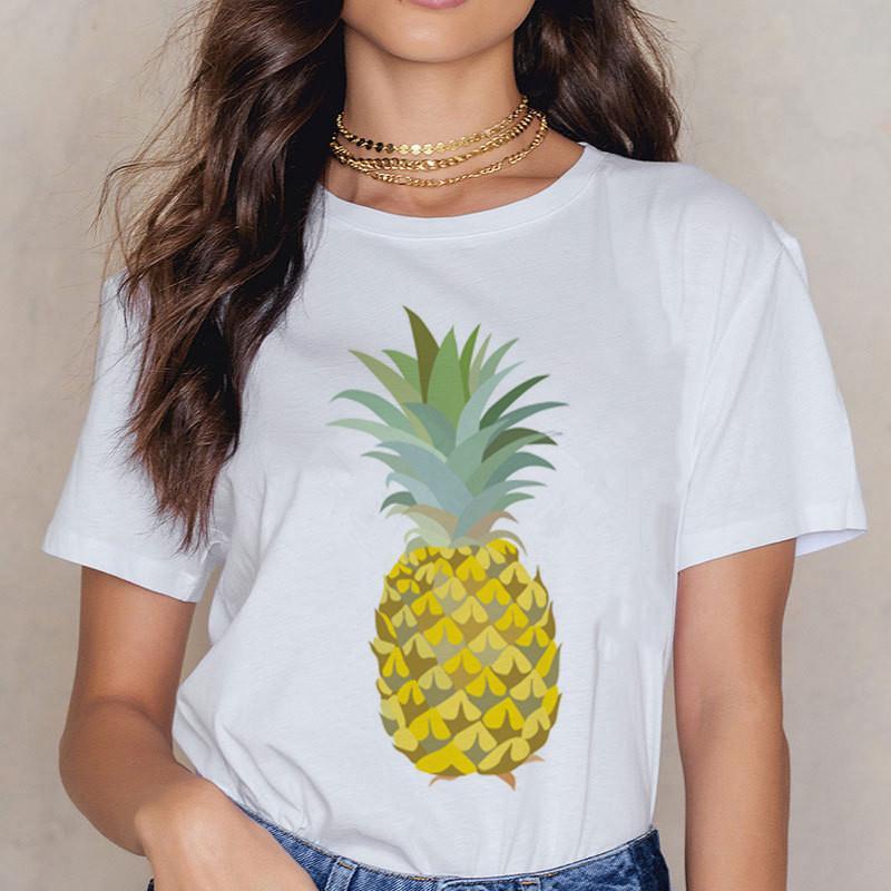Pineapple Print Short Sleeve T-Shirt Women 菠蘿卡通水果T恤