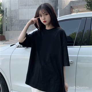 GP實拍 大尺碼寬鬆上衣 寬鬆顯瘦 短袖上衣女 韓版短袖上衣 正韓棉t夏季新款原宿短袖T恤女寬鬆上衣簡約純色百搭半袖打