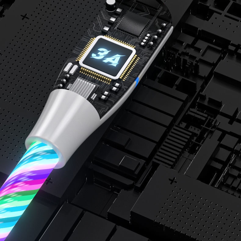 優選數據線流光磁吸數據線5A超級快充發光車載充電線適用華為蘋果vivo安卓