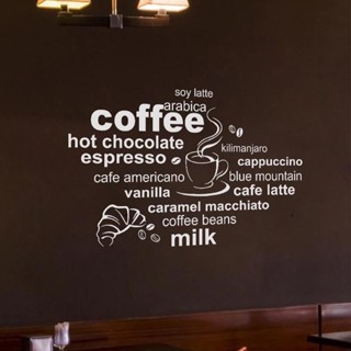 HK01.ins北歐簡約英文單詞coffee咖啡店奶茶店玻璃櫥窗墻面可定製貼紙