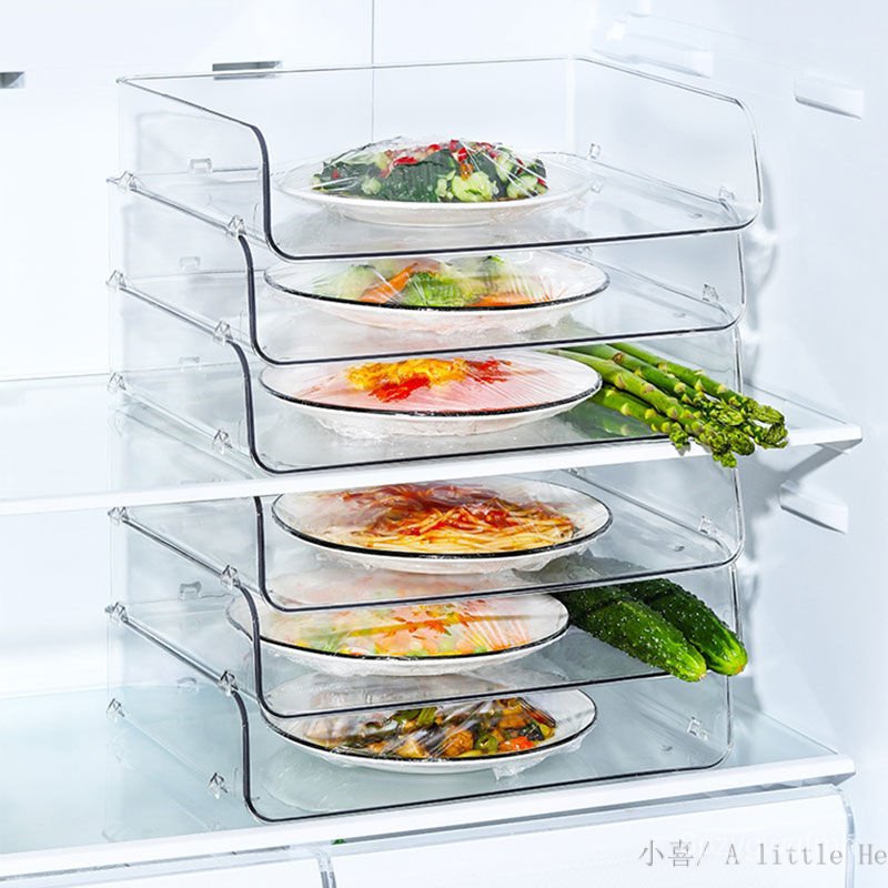 【冰箱置物架】日式 冰箱分層置物架 冰櫃內部隔層 隔板 廚房用放剩菜碗盤儲物收納神器 剩菜架