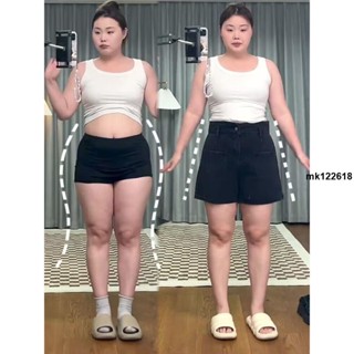 200斤可穿~高腰牛仔褲 大尺碼女裝 加碼 中大尺碼 大尺碼短褲 大尺碼高腰牛仔短褲女夏季新款胖mm寬鬆顯瘦遮肚設計mk