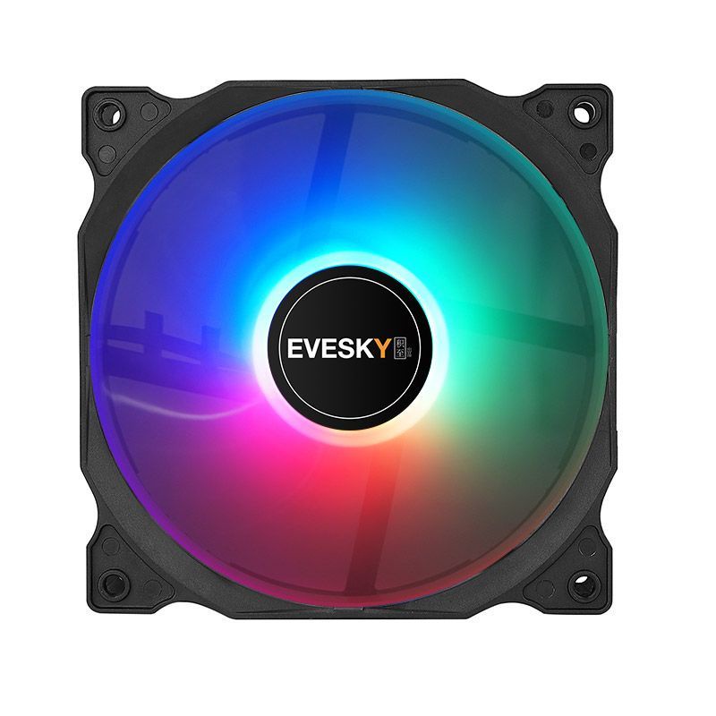 EVESKY 彩虹炫彩機箱散熱風扇電腦主機LED靜音臺式機風扇12cm炫彩