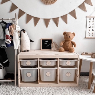 【現貨~免運】原木風兒童寶寶遊戲房簡易大容量實木儲物櫃分類櫃玩具衣物收納櫃 4KUY