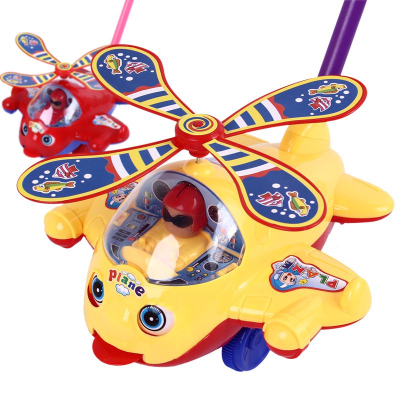 兒童大號手推飛機會吐舌頭的手推響鈴飛機玩具嬰兒學步車批髮熱賣