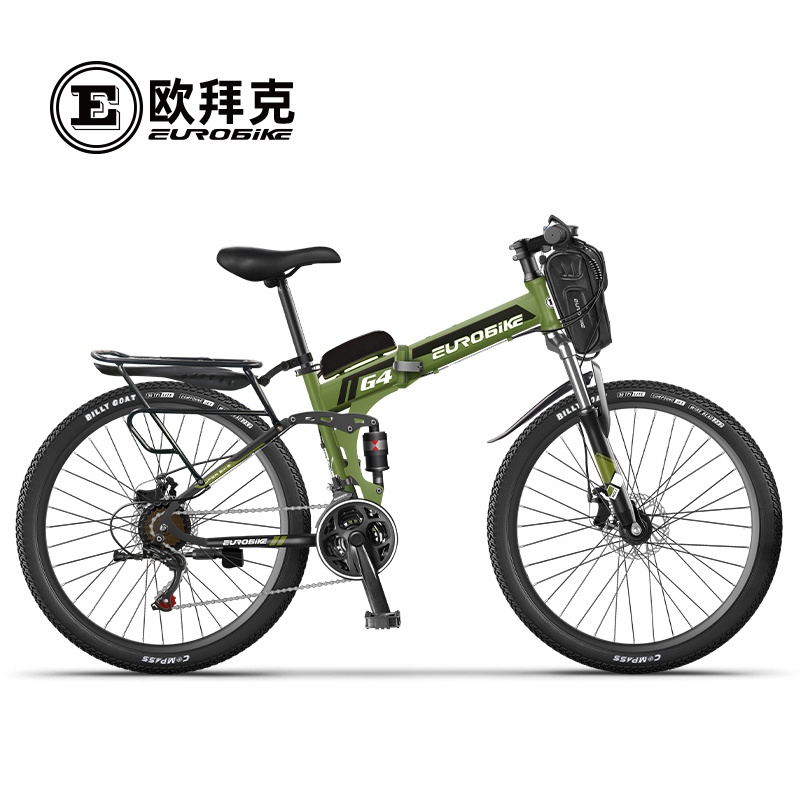 朝暮里 歐拜克26寸折疊鋰電電動自行車雙碟剎鋰電瓶雙減震電動山地自行車