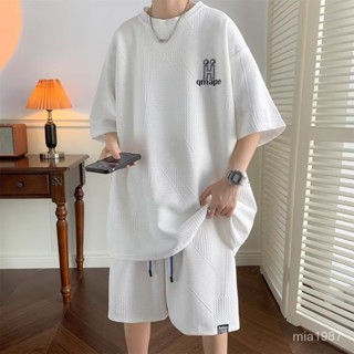 【精品男裝】男士夏裝套裝青少年運動夏季薄款短袖T恤短褲大碼網紅炸街兩件套 INY2