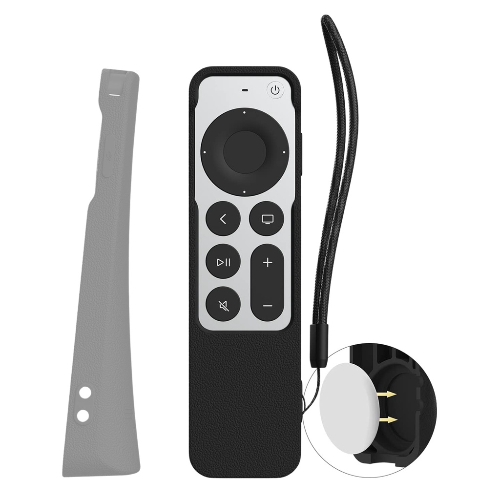 SIKAI Apple TV 4K 遙控器保護套1個 可裝AirTag 防滑紋理含手繩適 Siri Remote 3/2