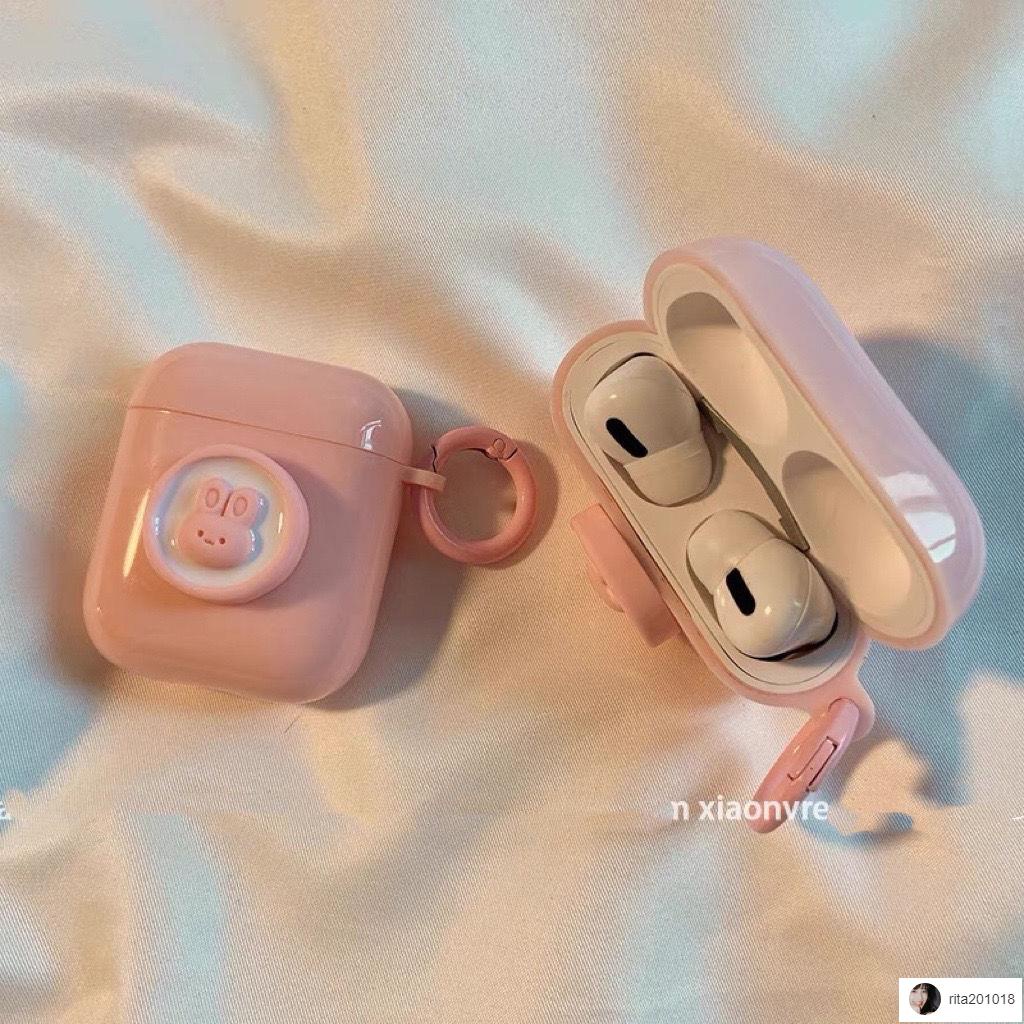 元元🍦ins耳機保護殼 粉殼立體兔子airpods2/3代耳機殼適用蘋果藍牙pro保護套新三代軟