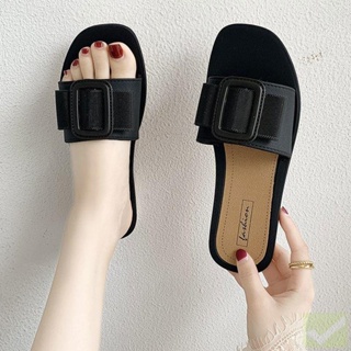 New style square buckle slippers for women summer wear web