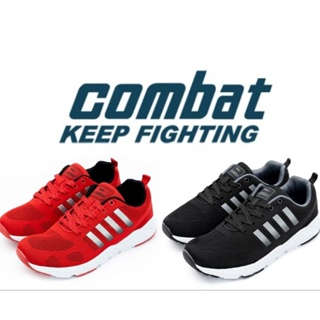 COMBAT 艾樂跑男鞋 輕量透氣 抗菌除臭鞋墊 耐磨防滑慢跑鞋 黑色 紅色22531