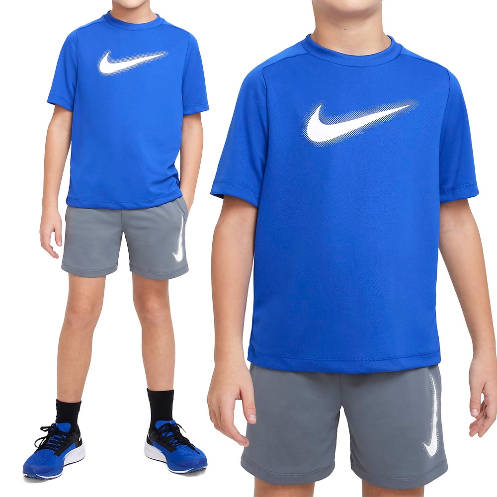 Nike Multi Dri-FIT SS HBR 大童 藍 印花 LOGO 運動 休閒 短袖 DX5386-480