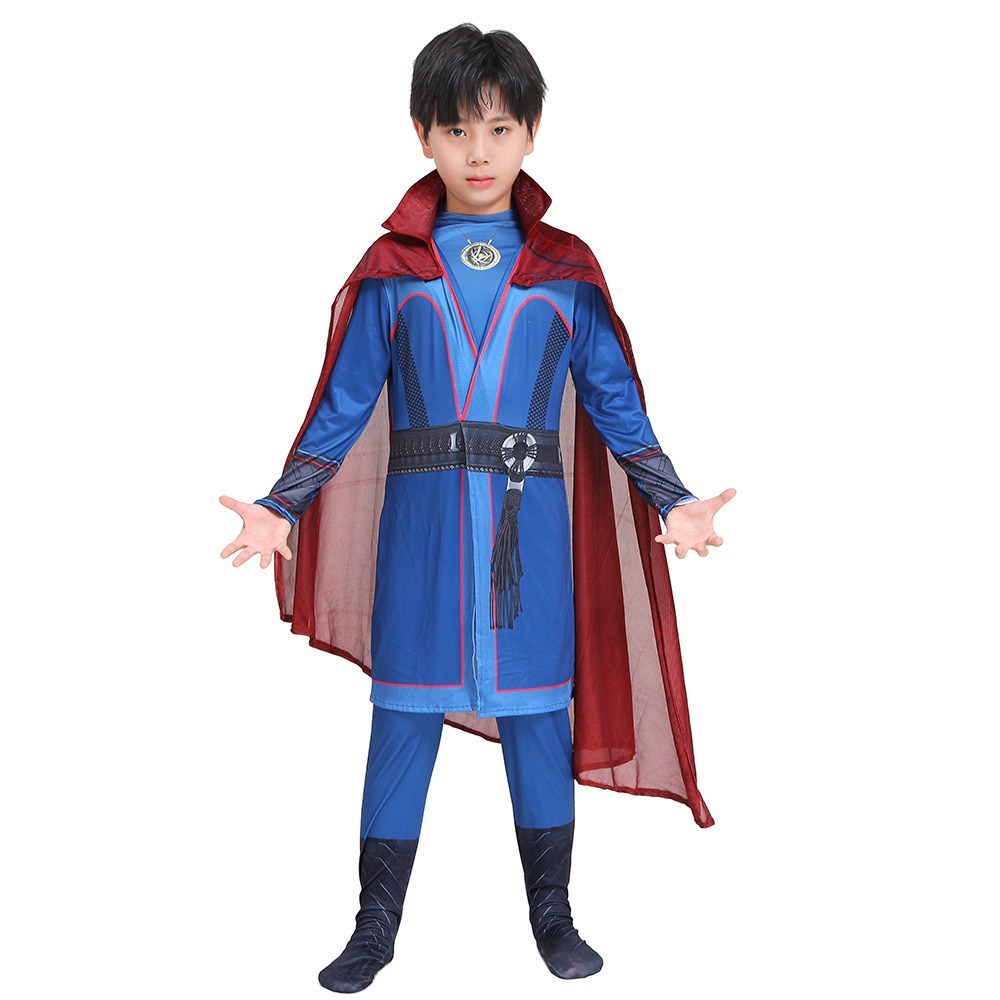 【Cosplay服飾】兒童奇異博士超級英雄緊身裝扮角色扮演萬聖節Cosplay服裝 YJVC