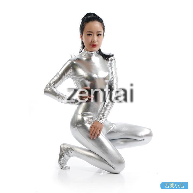 若蘭小店cosplay緊身衣 全包緊身衣 zentai 銀白色涂膠緊身衣 連體衣