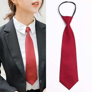 【台灣－出貨】領帶－職業領帶女商務上班正裝工裝制服韓版純色百搭懶人易拉得免打領帶