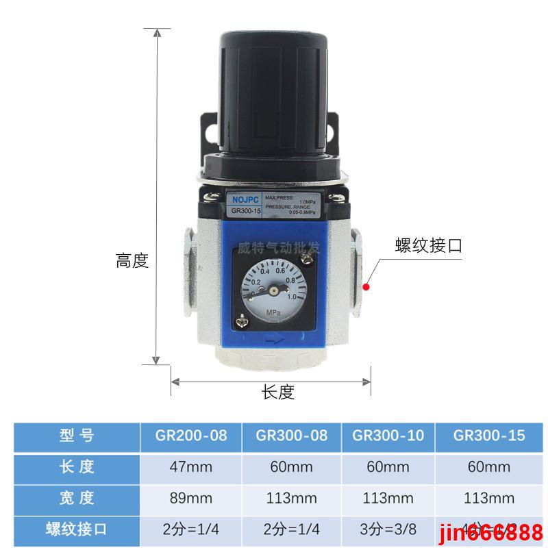 熱賣氣動調壓閥GR200-08氣壓減壓閥GR300-081015壓縮空氣壓力閥