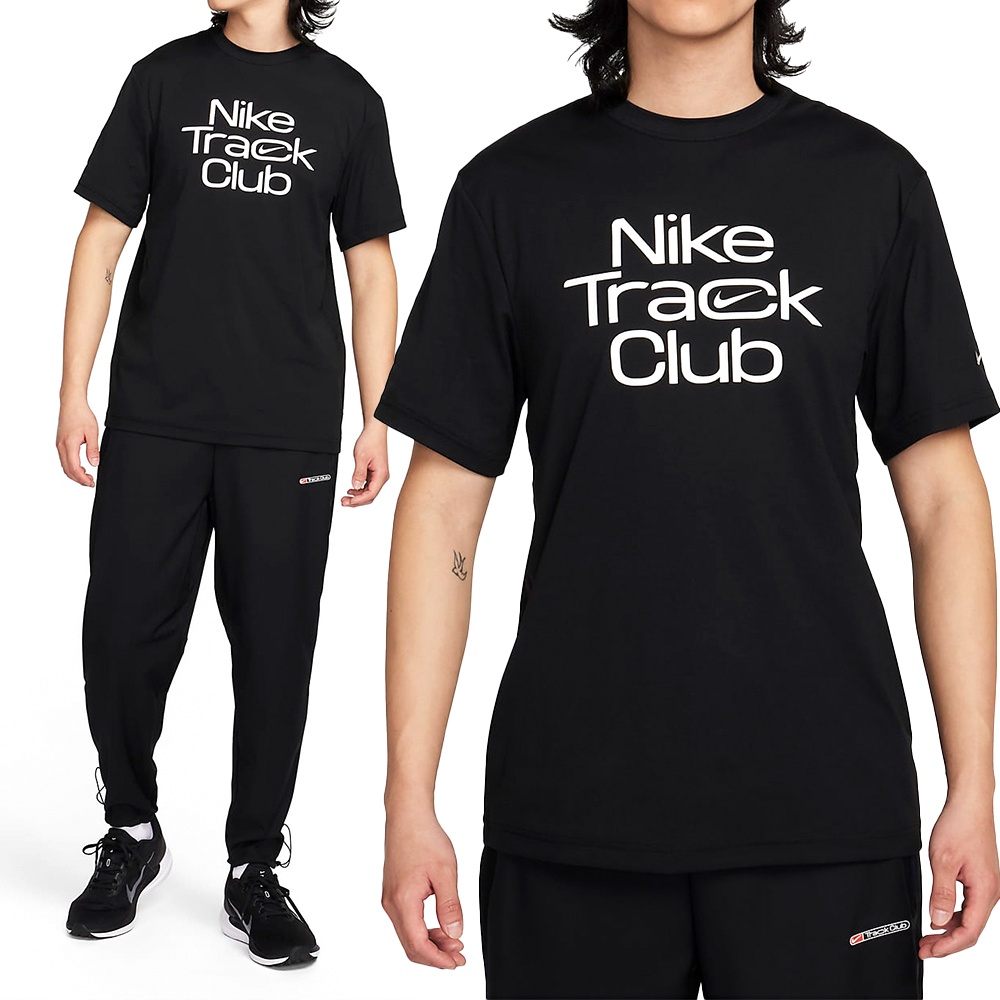 Nike Track Club 男 黑 印花 運動 休閒 舒適 上衣 上著 短袖 FB5513-010